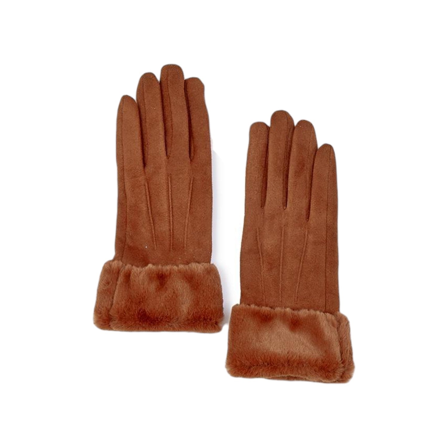 Timeless Touch Vegan Suede Glove with Plush Trim and Touchscreen Fingertip - Mellow Monkey