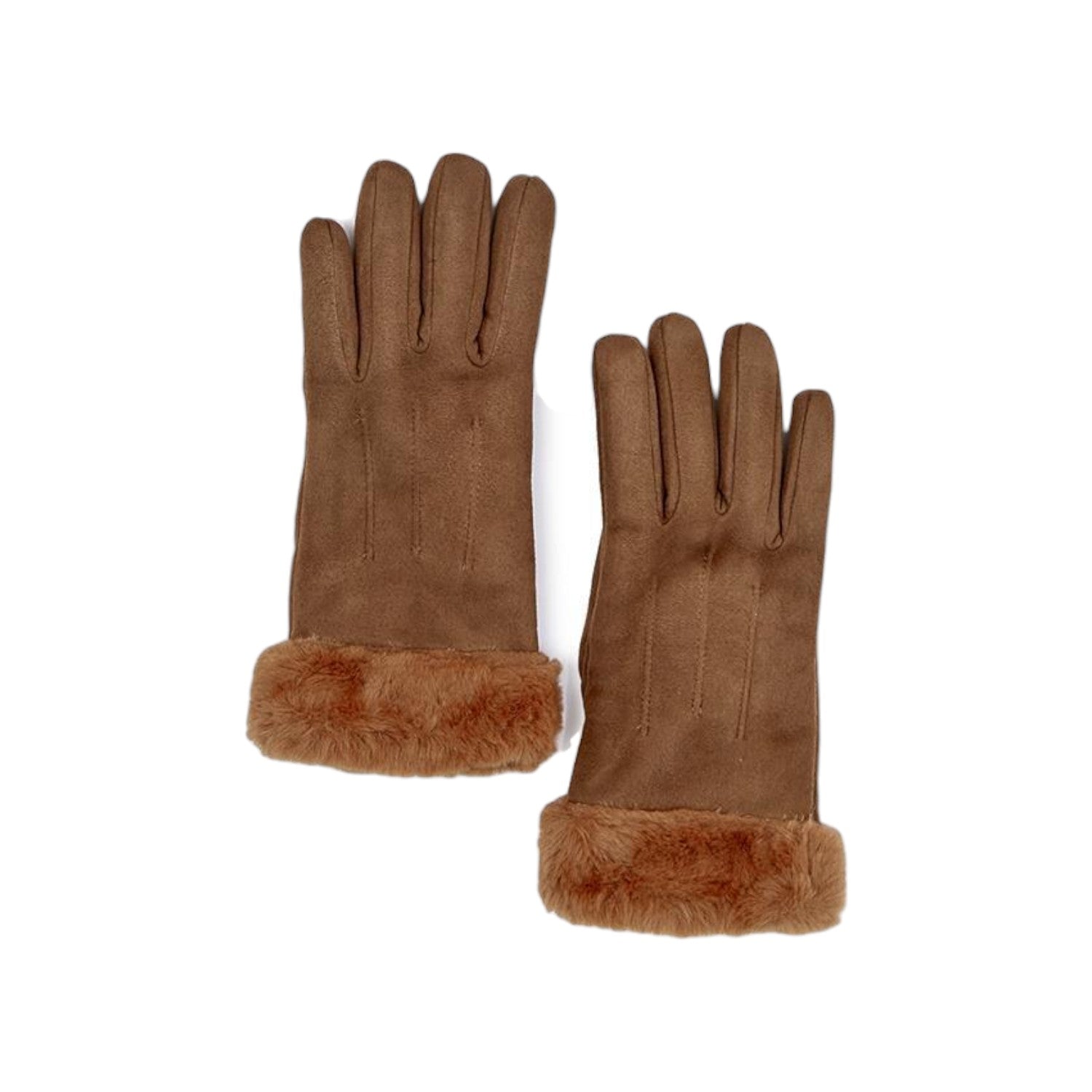 Timeless Touch Vegan Suede Glove with Plush Trim and Touchscreen Fingertip - Mellow Monkey