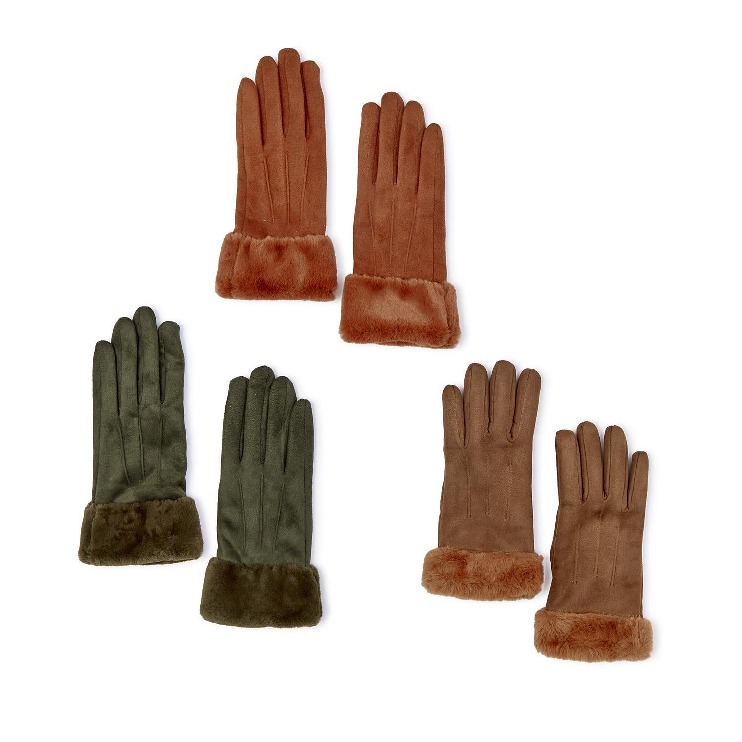 Timeless Touch Vegan Suede Glove with Plush Trim and Touchscreen Fingertip - Mellow Monkey