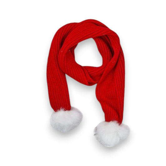 Wide Ribbed Knit Scarf with Sherpa Trim - Crimson - Mellow Monkey