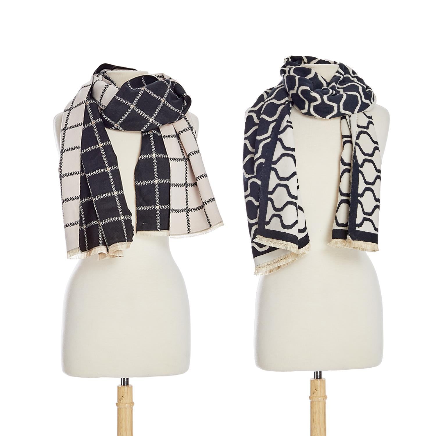 Black and White Double Sided - Scarf - Mellow Monkey