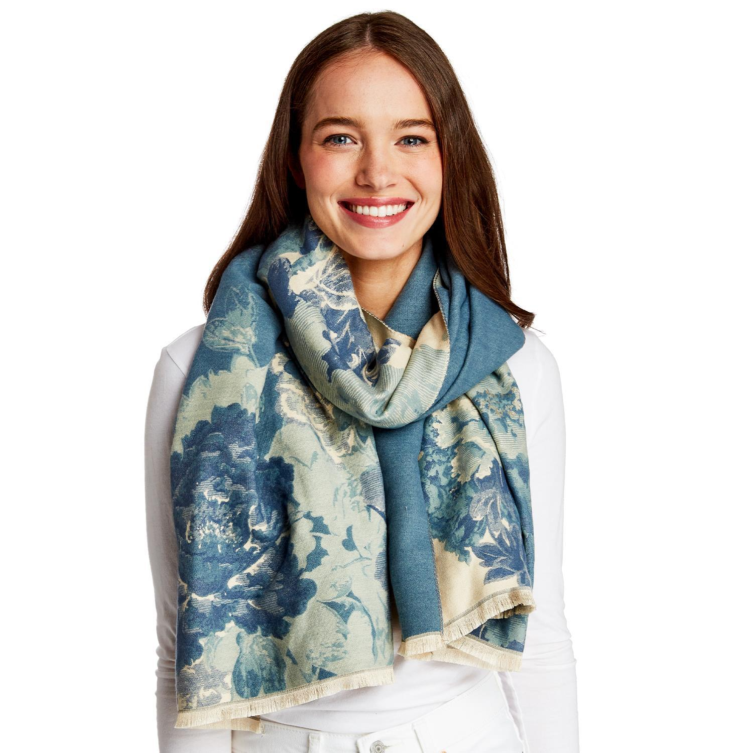 Gallery Floral Motif Double Sided - Softer Than Cashmere - Shawl - Mellow Monkey