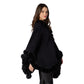Two's Company Regal Wrap with Faux Fur Trim and Hook and Eye Closure in Black - Acrylic - Mellow Monkey