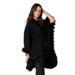 Two's Company Regal Wrap with Faux Fur Trim and Hook and Eye Closure in Black - Acrylic - Mellow Monkey
