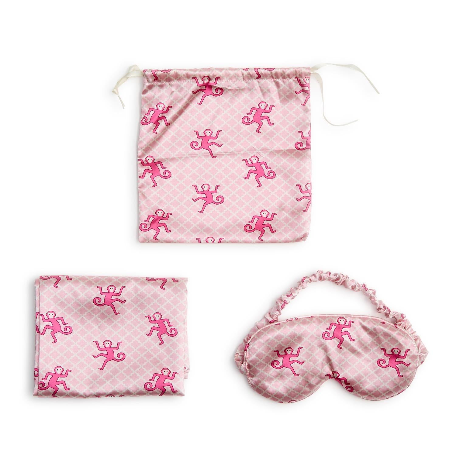 Satin Pillowcase Eye Mask Sleep Set - Mellow Monkey