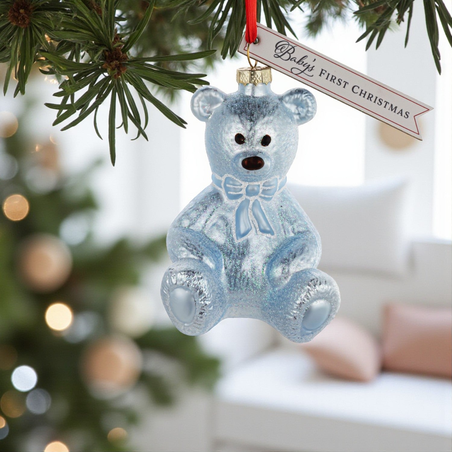 Blue Bear - Baby's First Christmas - Milestone Ornament - Mellow Monkey