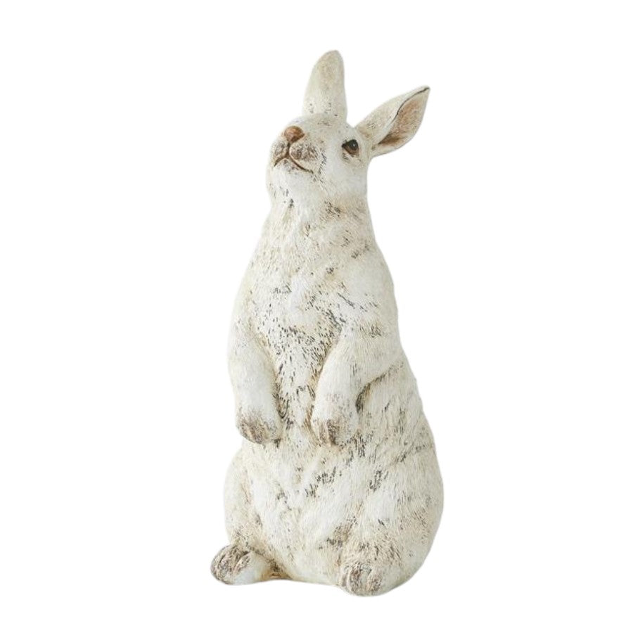 Large Gray and White Resin Bunny - 6-in - Mellow Monkey