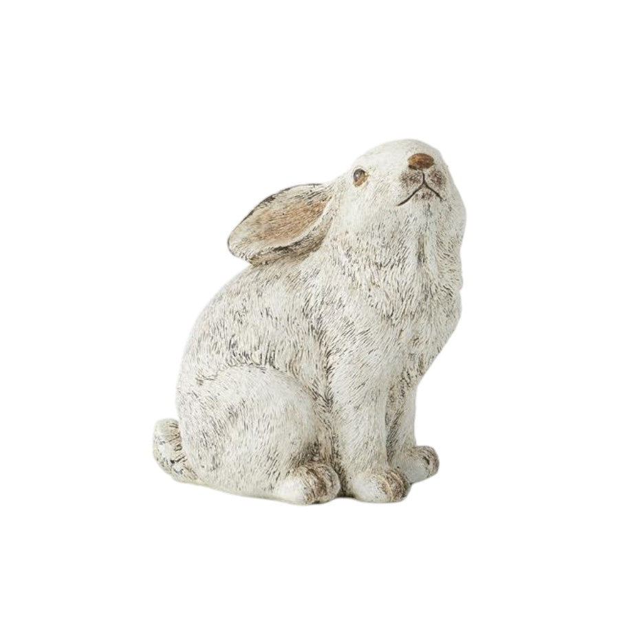 Large Gray and White Resin Bunny - 6-in - Mellow Monkey