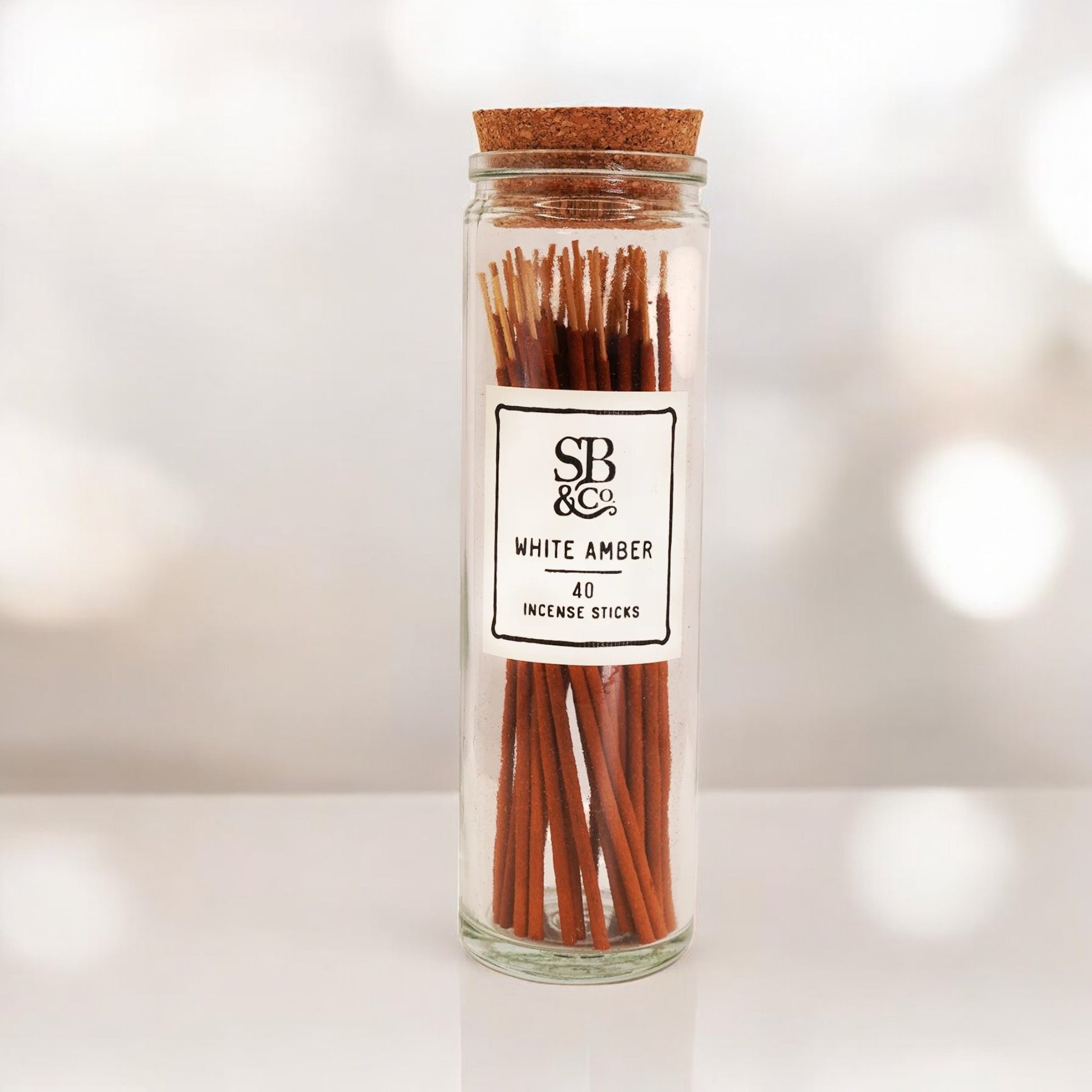 White Amber - Incense in Glass Jar - 40 sticks - Mellow Monkey