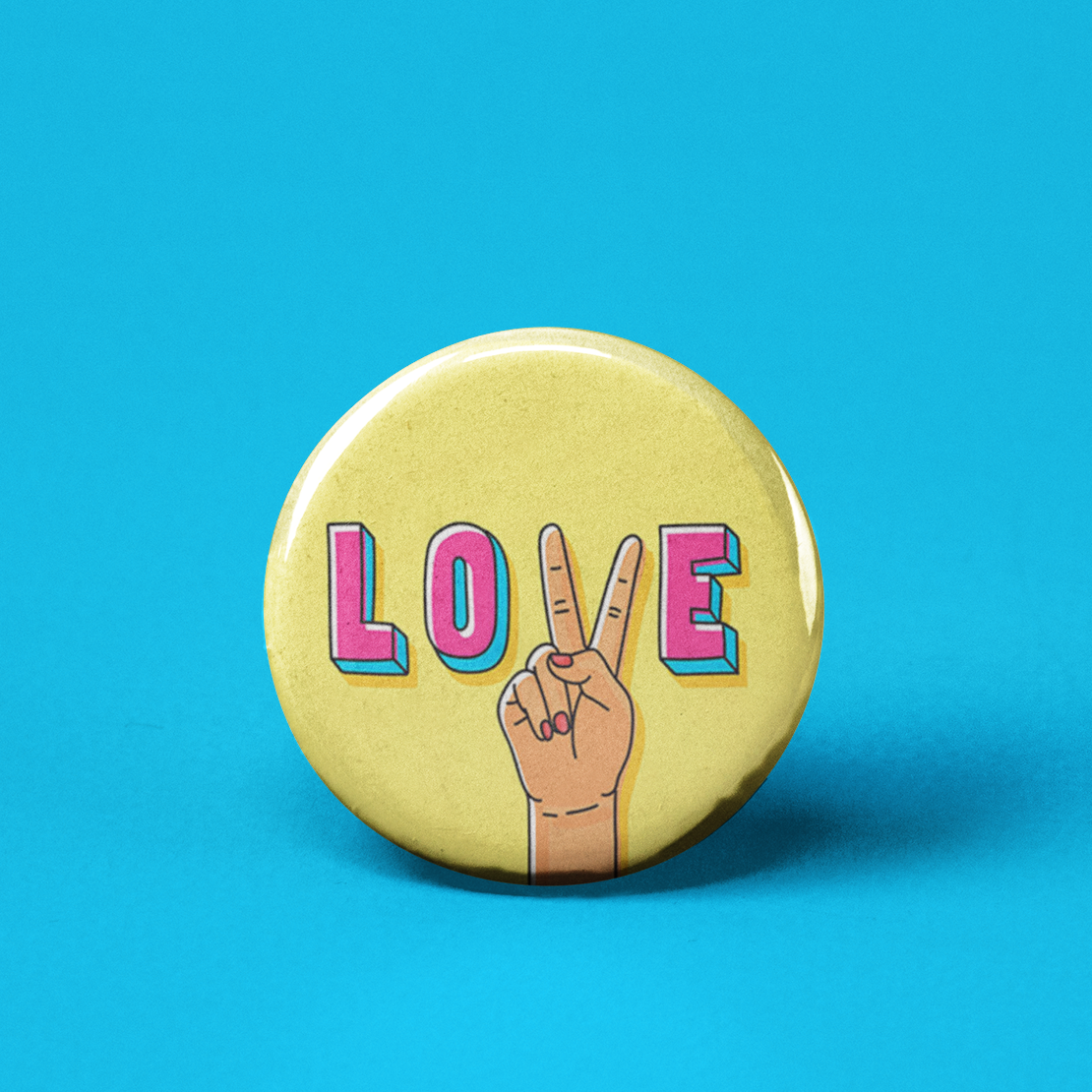 Love And Peace Pinback Button - 1.25" - Mellow Monkey