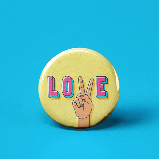 Love And Peace Pinback Button - 1.25" - Mellow Monkey