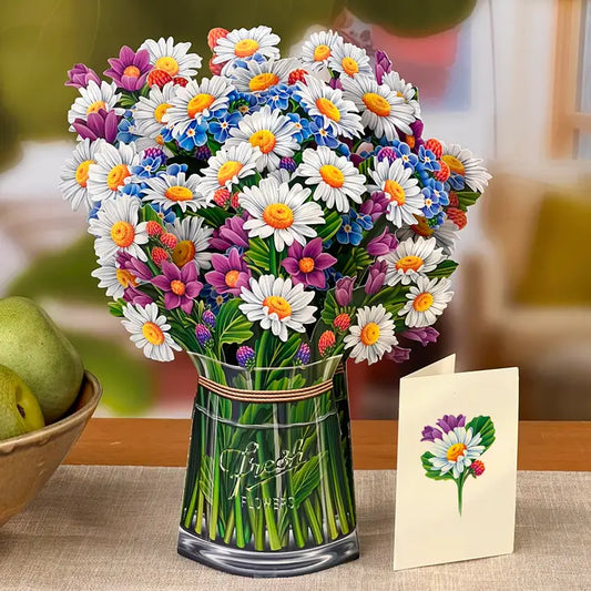 Field of Daisies - Pop-Up Flower Bouquet Greeting Card - Mellow Monkey