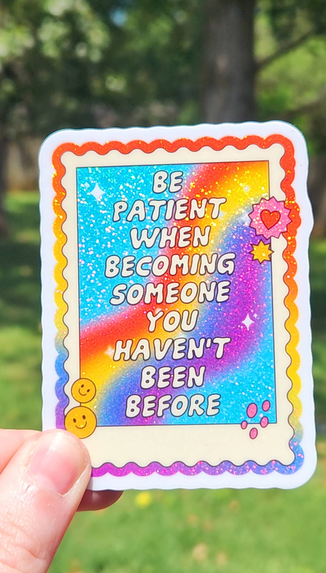Be patient with yourself sticker hydroflask planner: Holographic - Mellow Monkey