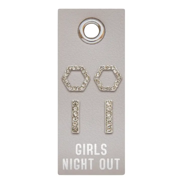 Leather Tag Stud Silver Earrings - Girls Night Out - Mellow Monkey