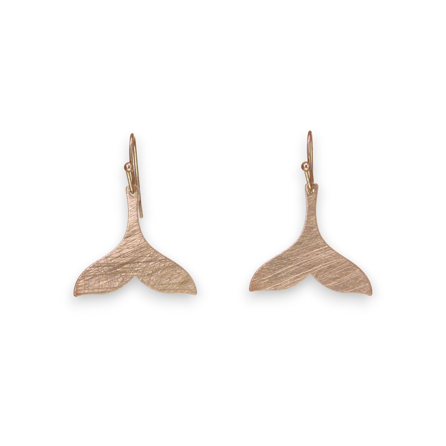 Whale Tail Warm Gold Scratch Finish Earrings - Mellow Monkey