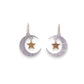 Crescent Moon And Star Brass Scratch Metal Earrings - Silver - Mellow Monkey