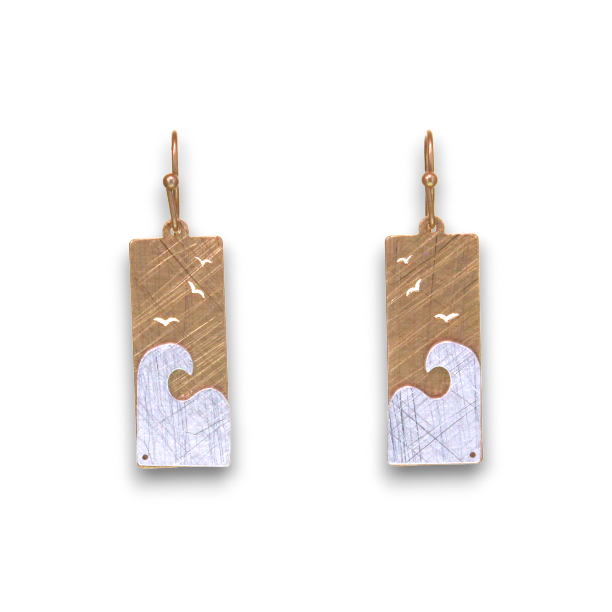 Wave Two Tone Scratch Finish Earrings - Gold - Mellow Monkey