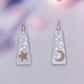 Two Tone Scratch Finish Moon & Star Earrings - Silver - Mellow Monkey