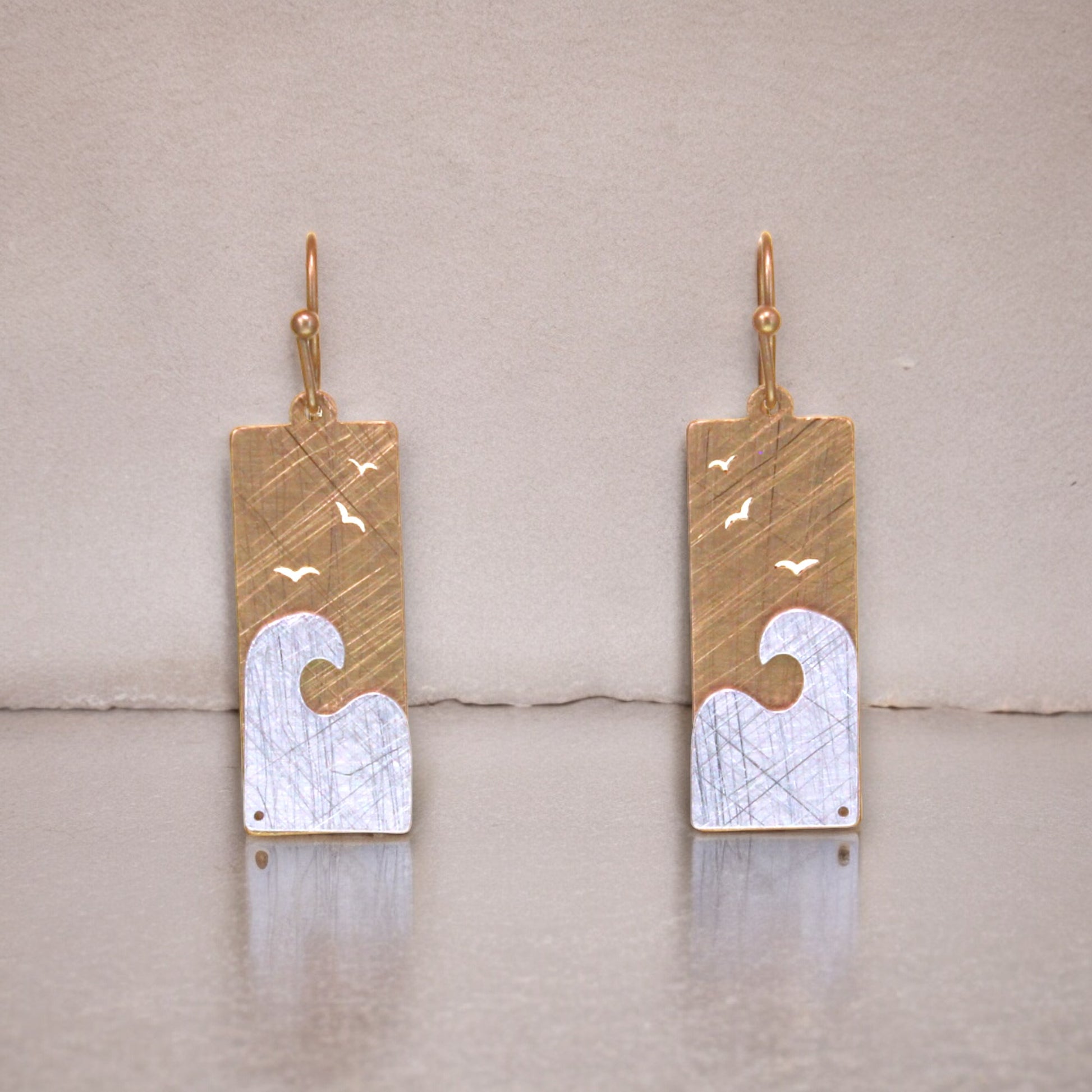 Wave Two Tone Scratch Finish Earrings - Gold - Mellow Monkey