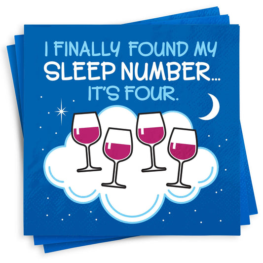 In Finally Found My Sleep Number. It's 4 - Cocktail Napkins - 25-ct - Mellow Monkey