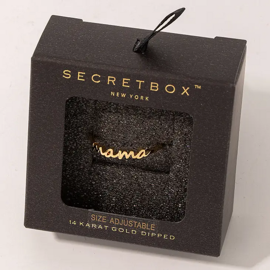 Secret Box Gold Dipped Mama Print Ring
