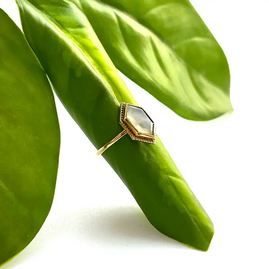 Brass Moonstone Solitaire Ring - Mellow Monkey