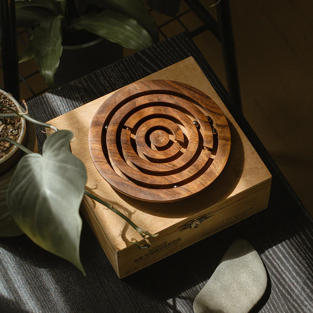 Mini Labyrinth Game - Hand Carved Wood - 2