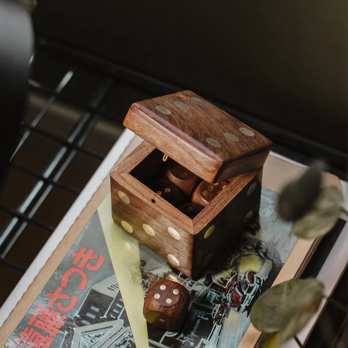 5 Dice Box Set - Handcrafted Wood - Mellow Monkey