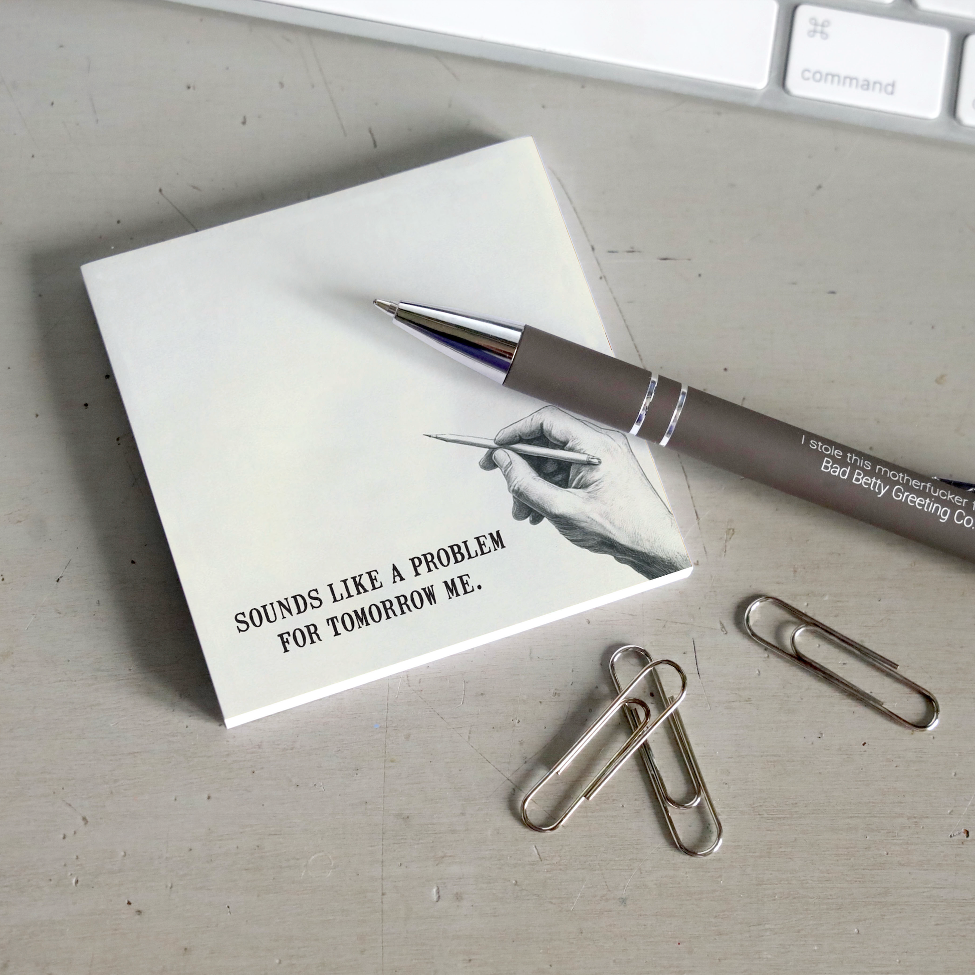 Sounds Like a Problem for Tomorrow Me Funny Sticky Note Pad - Mellow Monkey