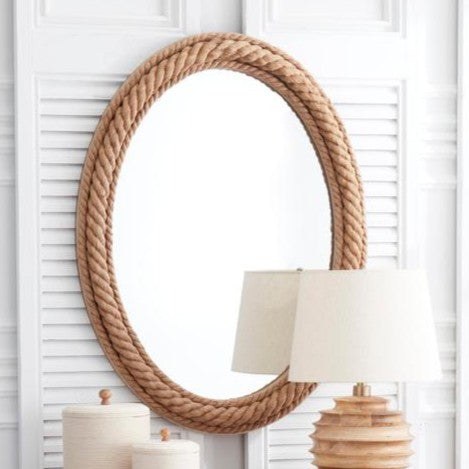 Brown Rope Framed Oval Wall Mirror - 40-in - Mellow Monkey