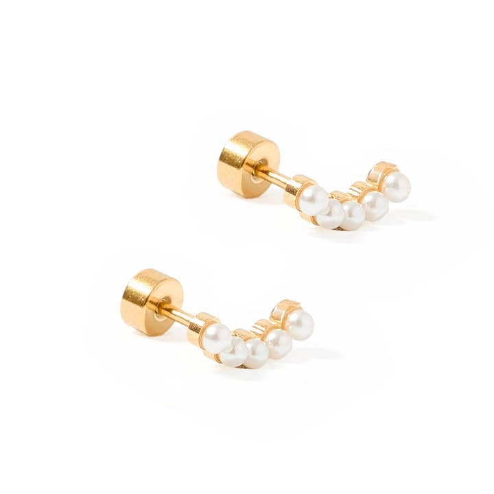 Screwback Stud Earrings - Abigail Pearl - Mellow Monkey