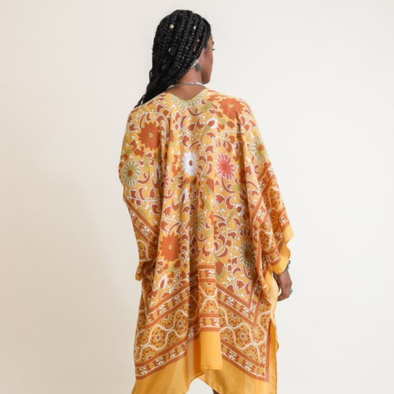 Tapestry Tassel Moroccan Kimono - Mustard - Mellow Monkey