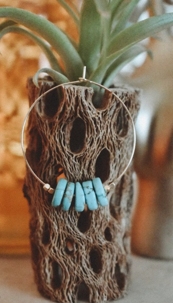 Down South Turquoise and Gold Hoop Earrings - Mellow Monkey