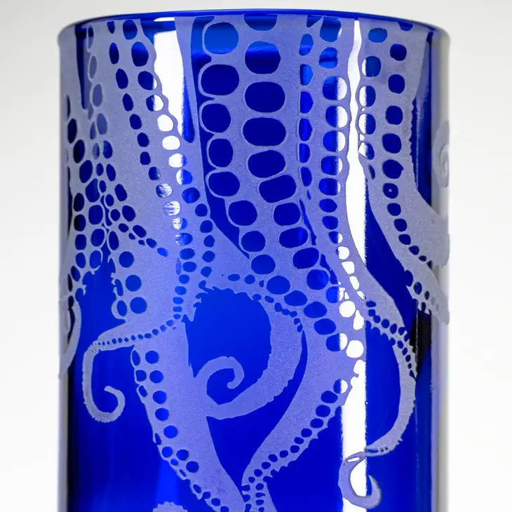 Blue Upcycled Octopus Tumbler - 12oz - Mellow Monkey