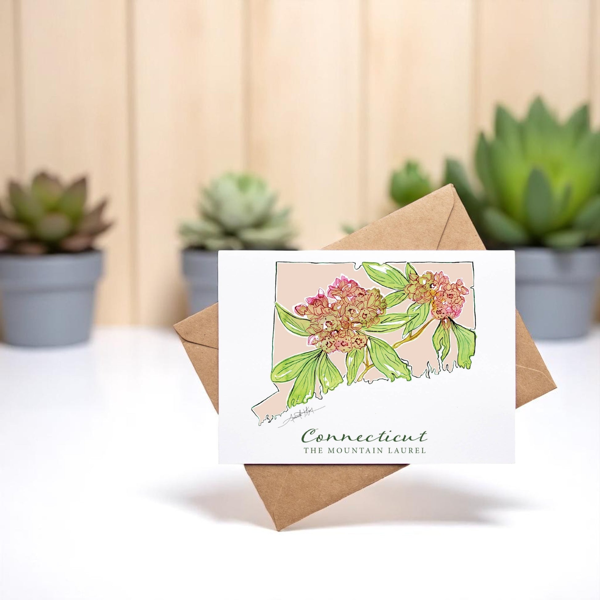 Connecticut Mountain Laurel State Flower Folded Notecard - Mellow Monkey