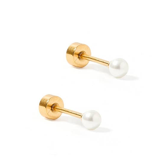 Screwback Stud Earrings - Payton Pearl - 3mm - Mellow Monkey