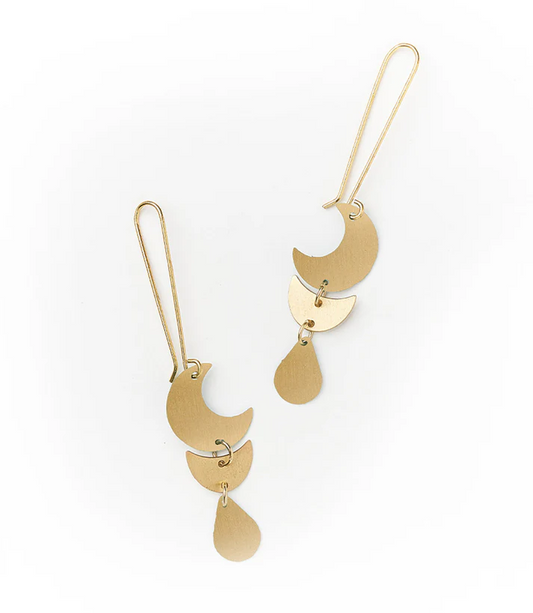 Rajani Moon Phase Gold Drop Earrings - Mellow Monkey