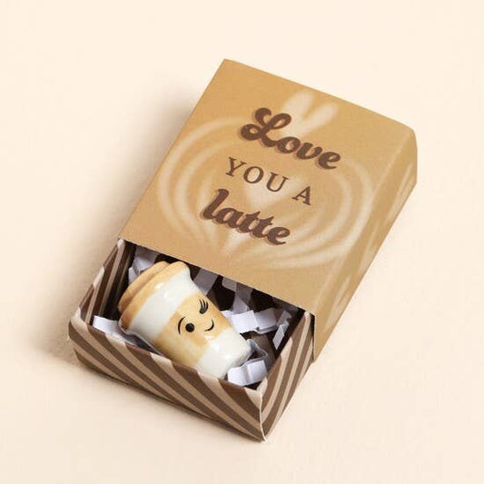 Love You A Latte - Tiny Matchbox Ceramic Token