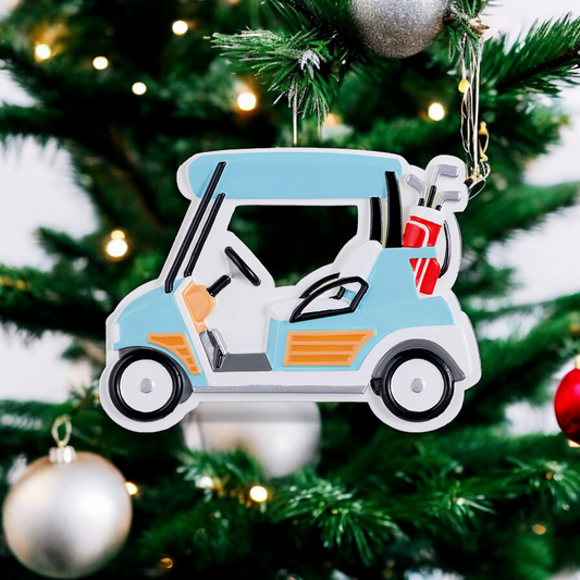 Golf Cart Personalized Ornament - Mellow Monkey