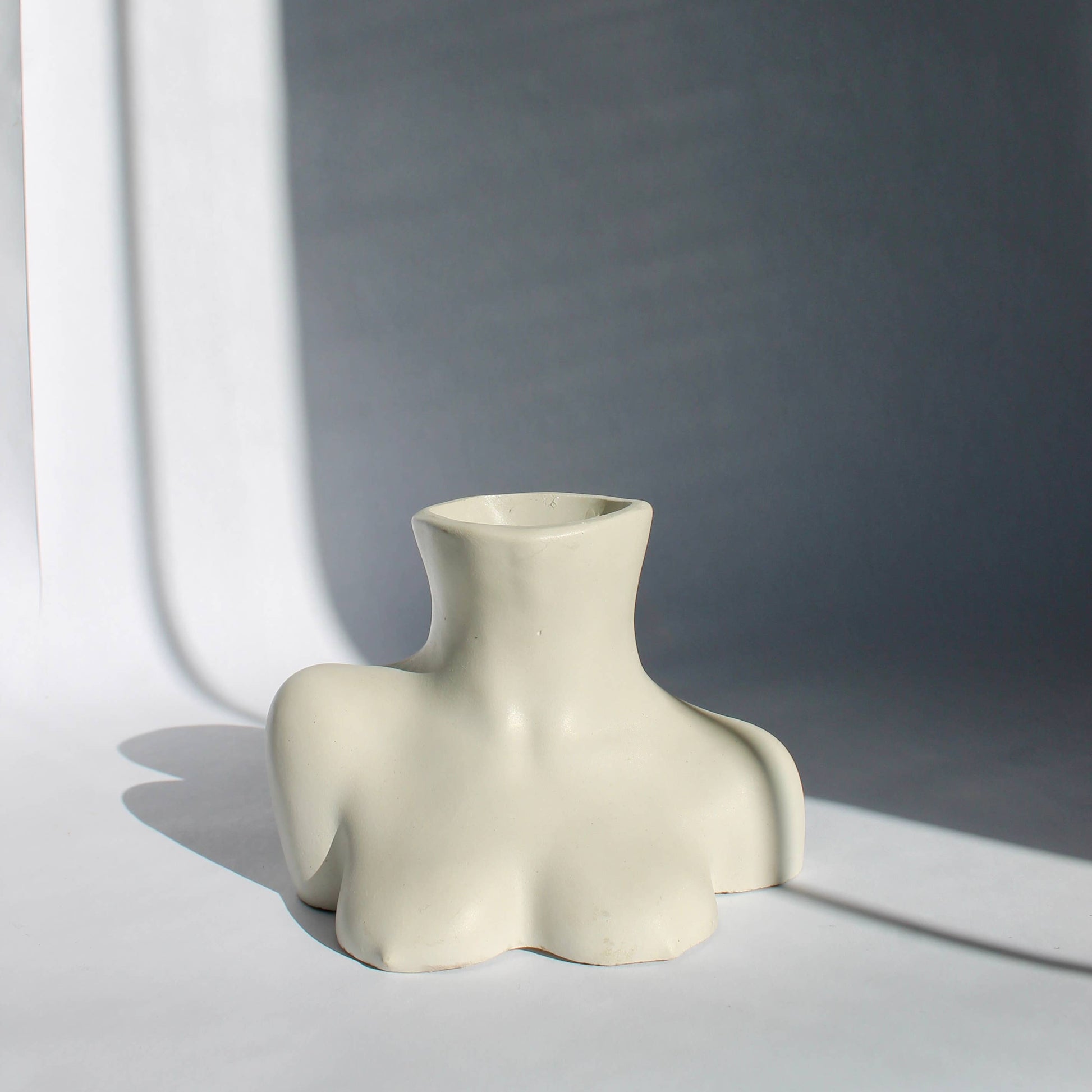 Concrete Female Bust Vase in Gray - 6-in - Mellow Monkey