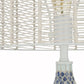 Nantucket Blue-White Mosaic & Rattan Table Lamp - 25-in - Mellow Monkey