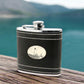 Lighthouse - Black Leather and Stainless Steel Flask - Mellow Monkey