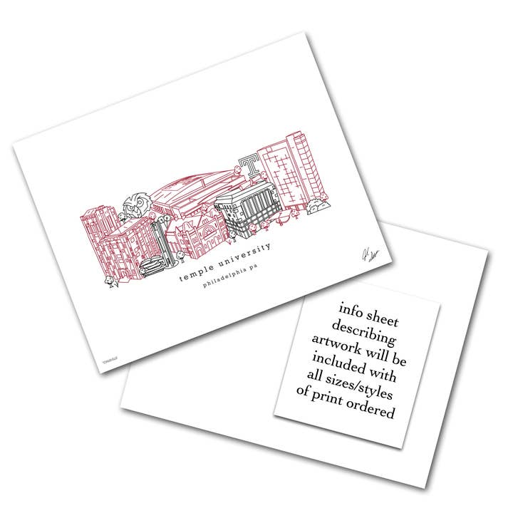 Temple University (Philadelphia, PA) Minimalist Art Print - 8x10-in - Mellow Monkey