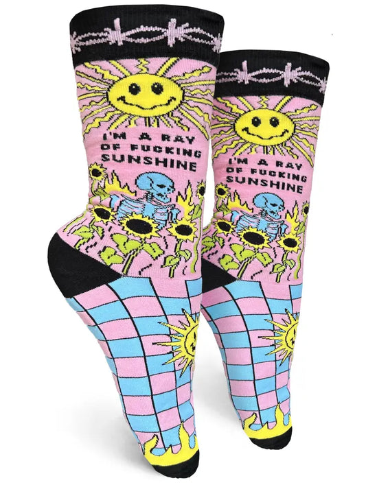 I'm a Ray of Fucking Sunshine - Women's Crew Socks - Mellow Monkey