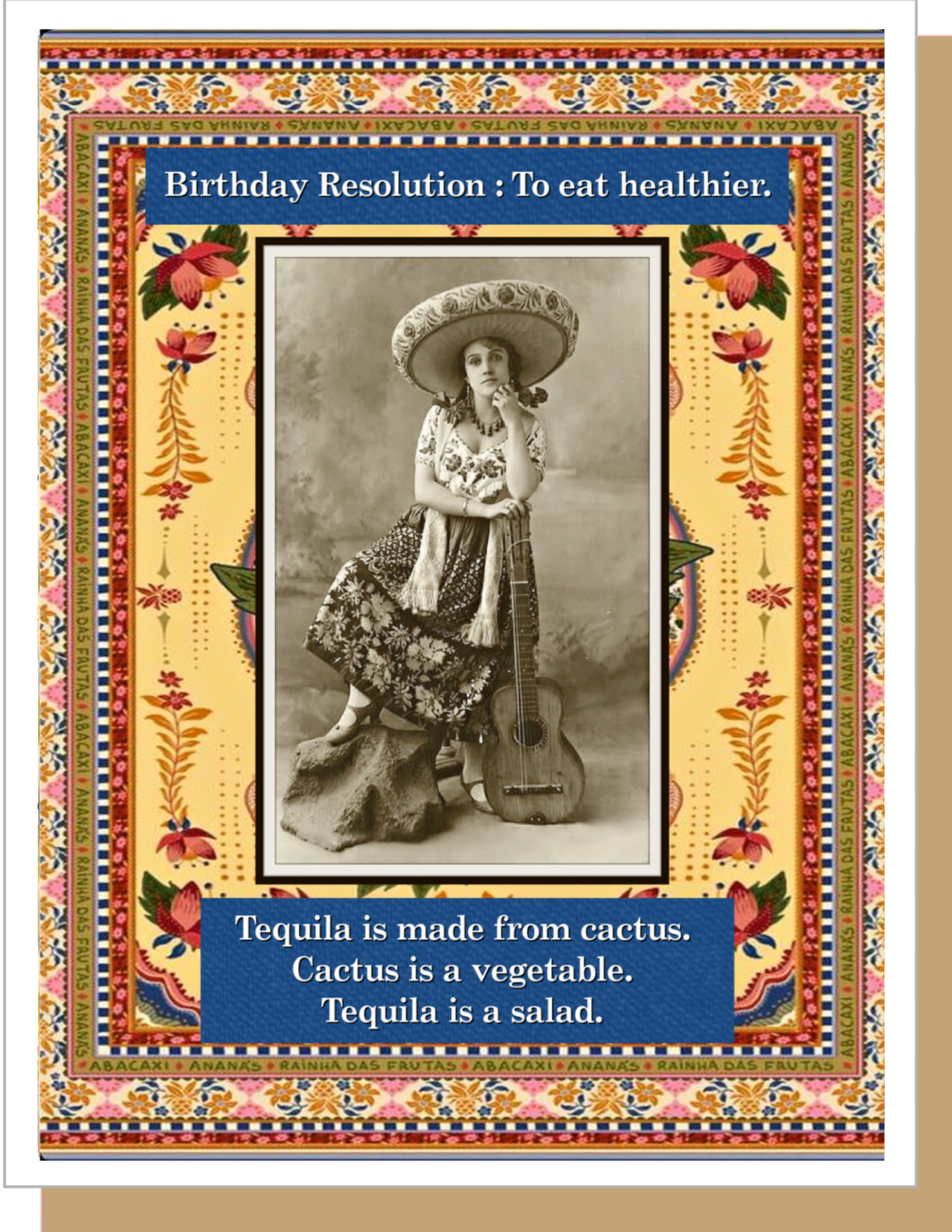 Tequila is a Salad  - Birthday Greeting Card - Mellow Monkey