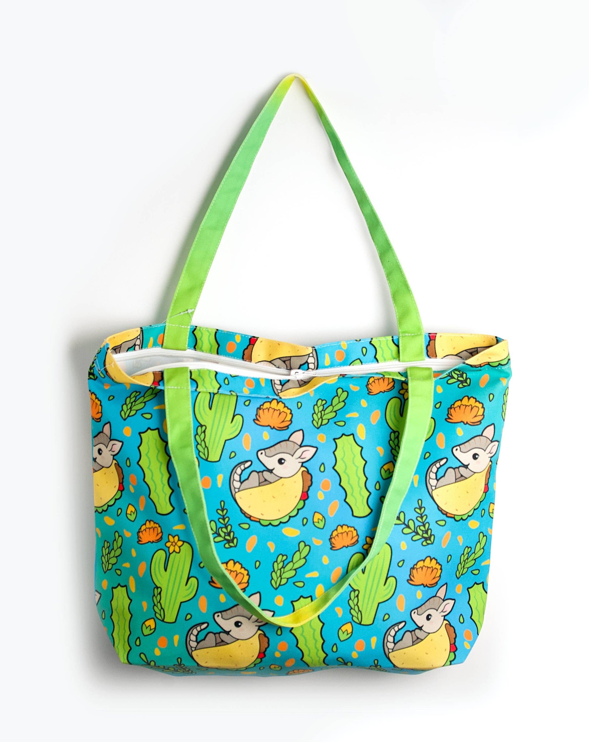 Tacodillo Tote Bag - Zippered Pocket - Washable - Mellow Monkey