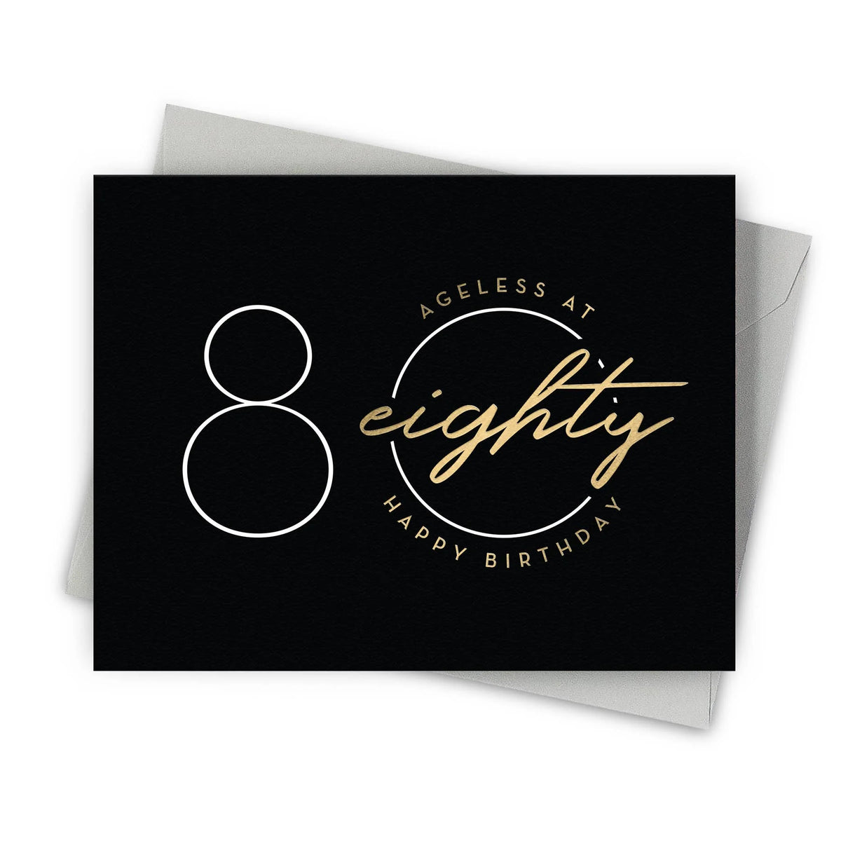 Ageless At 80 Happy Birthday Card – Luxe Gold Foil - Landscape Format - Mellow Monkey