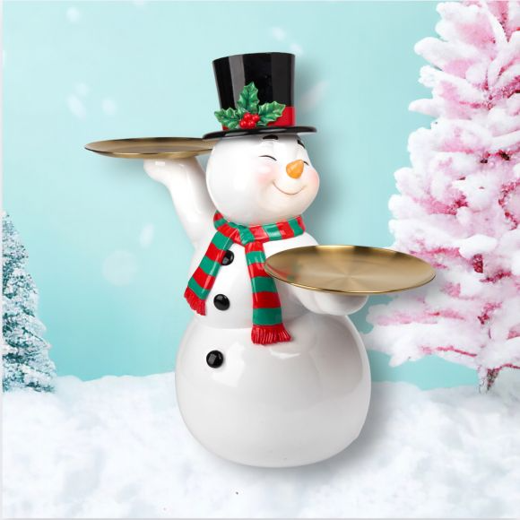 Vintage Snowman with Serving Trays - 24-in - Mellow Monkey