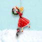 Retro Girl with Wreath - December Diamonds Holiday Ornament - Mellow Monkey