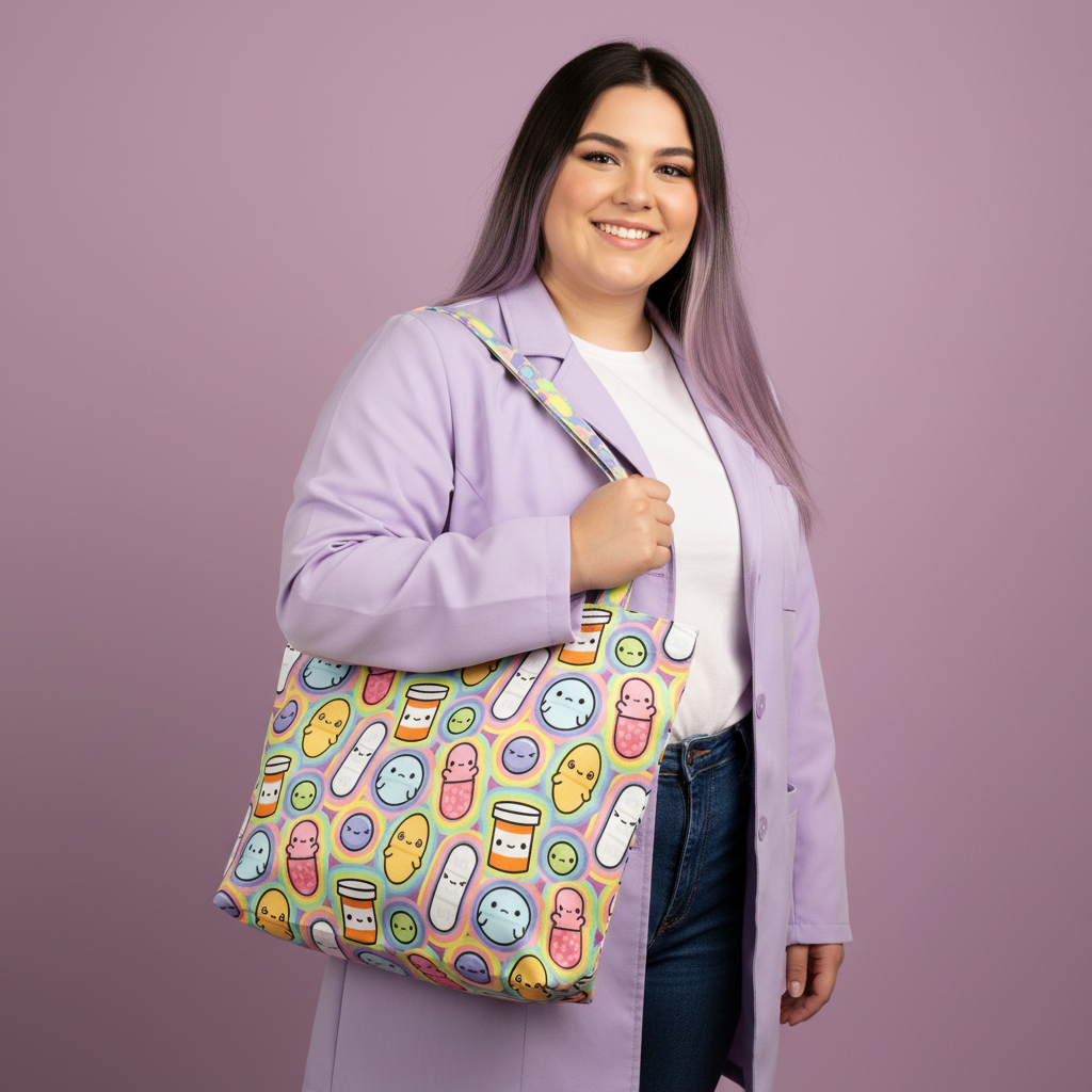Prescription Pals Tote Bag - Zippered Pocket - Washable - Mellow Monkey